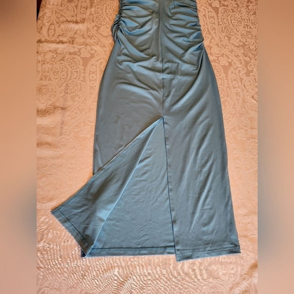 SHEIN Blue Maxi Dress With Ruching and Rosette, Size Small - Picture 12 of 14